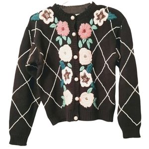 Knitting Needles Vintage Cardigan Small